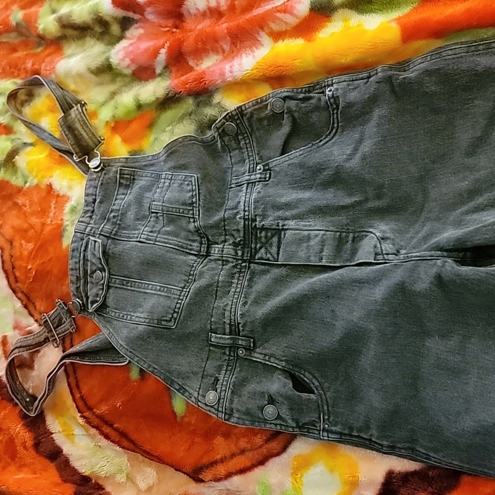 Dark Gray Denim Overalls